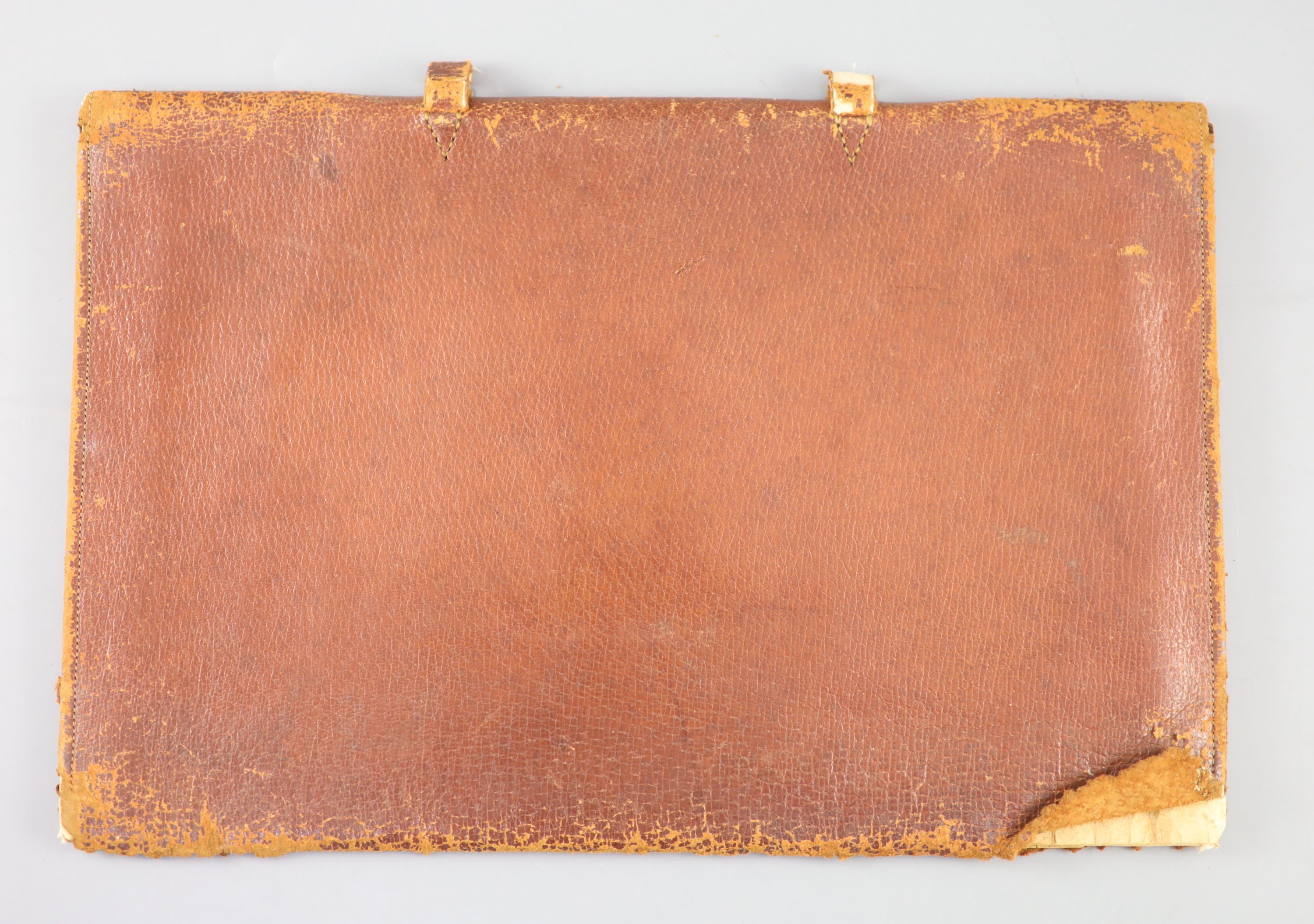 A leather attache case, the property of Lady Doreens father the sixth Marquess of Sligo, 24 x 36cm.